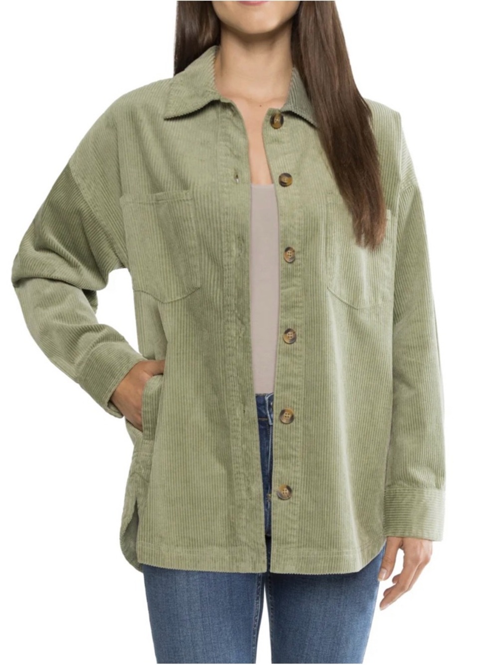 Matty M Sage Green Corduroy Shirt Jacket Size S